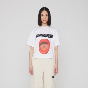 Cotton Lip Printed T-Shirt White sz S